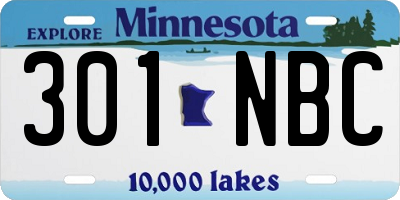 MN license plate 301NBC
