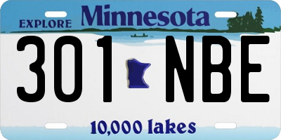 MN license plate 301NBE
