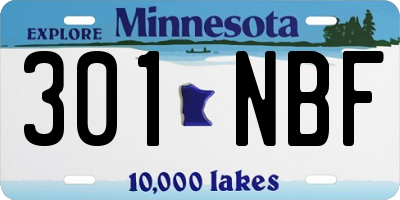 MN license plate 301NBF