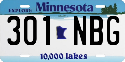 MN license plate 301NBG