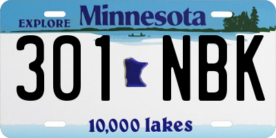MN license plate 301NBK