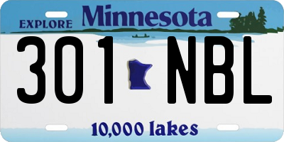 MN license plate 301NBL