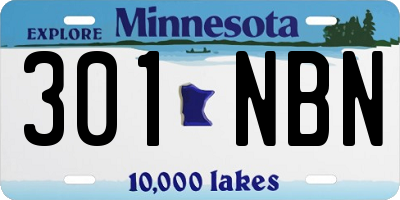 MN license plate 301NBN
