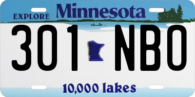 MN license plate 301NBO