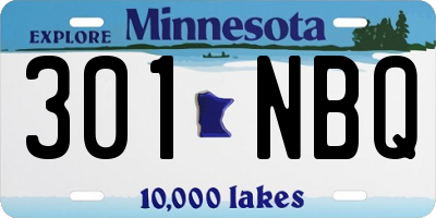 MN license plate 301NBQ