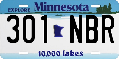MN license plate 301NBR