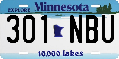 MN license plate 301NBU
