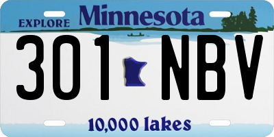 MN license plate 301NBV