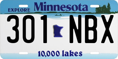 MN license plate 301NBX