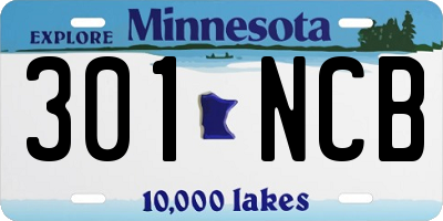 MN license plate 301NCB