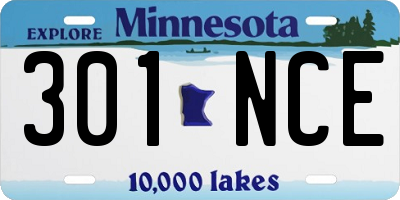 MN license plate 301NCE