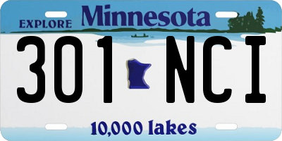 MN license plate 301NCI