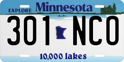 MN license plate 301NCO