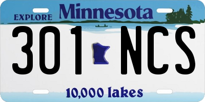 MN license plate 301NCS