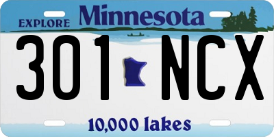 MN license plate 301NCX