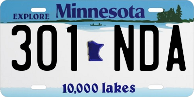 MN license plate 301NDA
