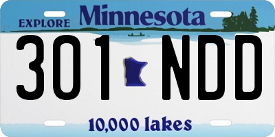MN license plate 301NDD