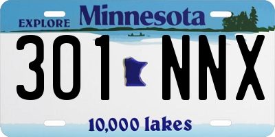 MN license plate 301NNX