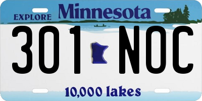 MN license plate 301NOC