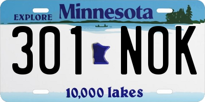 MN license plate 301NOK