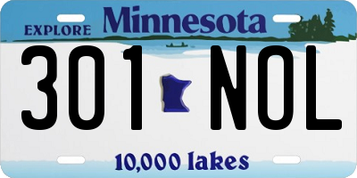 MN license plate 301NOL