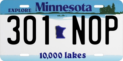MN license plate 301NOP