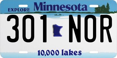 MN license plate 301NOR