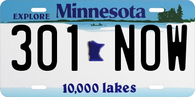 MN license plate 301NOW