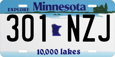 MN license plate 301NZJ
