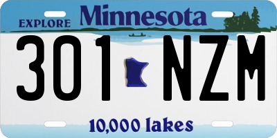 MN license plate 301NZM