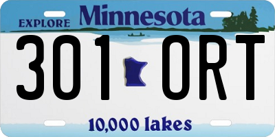 MN license plate 301ORT