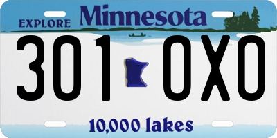 MN license plate 301OXO