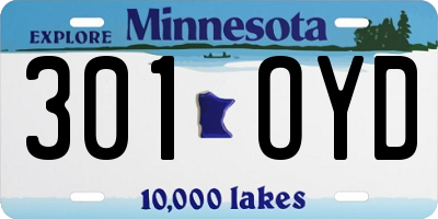 MN license plate 301OYD