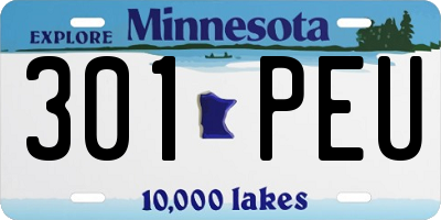 MN license plate 301PEU