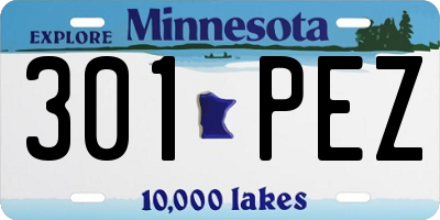 MN license plate 301PEZ
