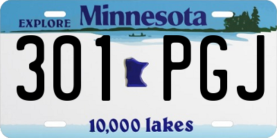 MN license plate 301PGJ