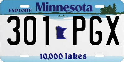 MN license plate 301PGX