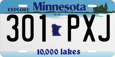 MN license plate 301PXJ