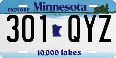 MN license plate 301QYZ