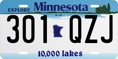 MN license plate 301QZJ
