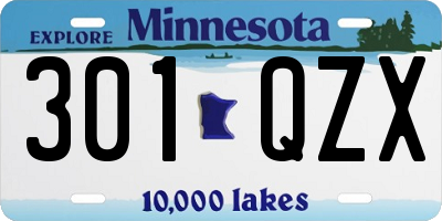 MN license plate 301QZX