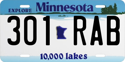 MN license plate 301RAB