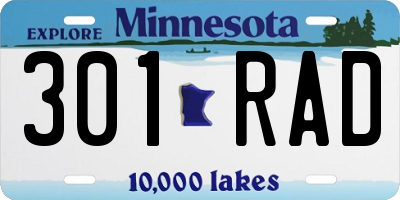 MN license plate 301RAD