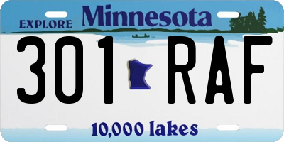 MN license plate 301RAF