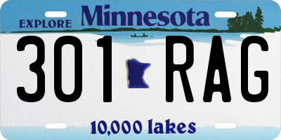 MN license plate 301RAG