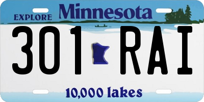 MN license plate 301RAI