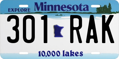 MN license plate 301RAK