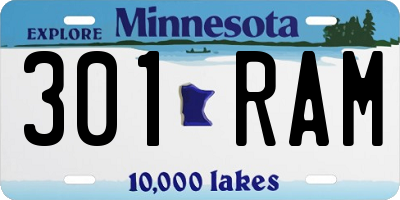 MN license plate 301RAM