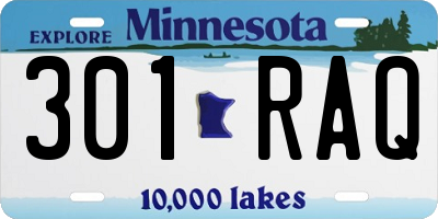 MN license plate 301RAQ