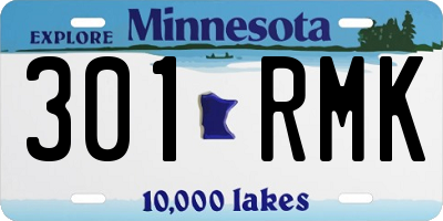 MN license plate 301RMK